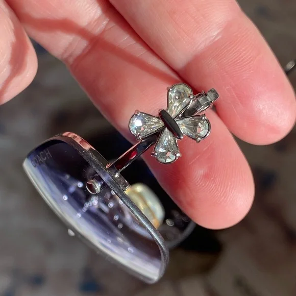 Coach Evonne S338A Gunmetal Sunglasses w/ Butterfly Rhinestones & Clamshell New - Picture 10 of 17